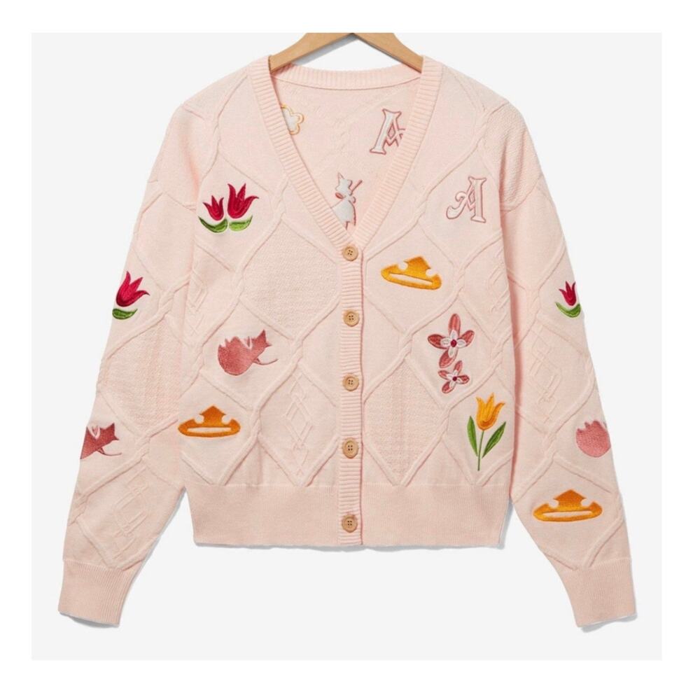 Disney Pink Princess Sleeping Beauty Aurora Diamond Cardigan Embroidered Large